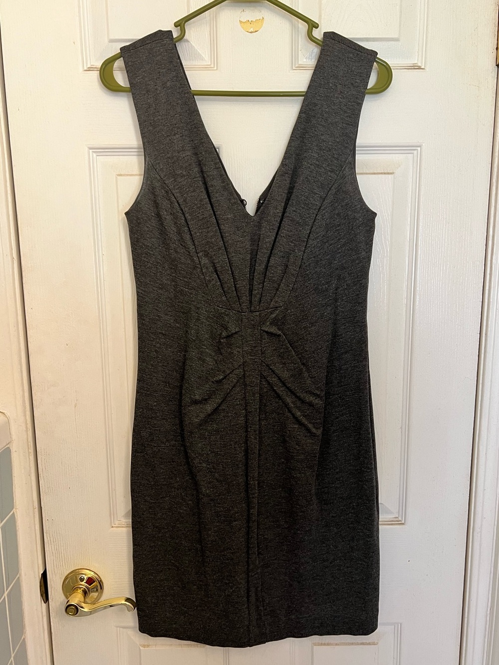 Sleeveless V-Neck Charcoal Sheath Dress